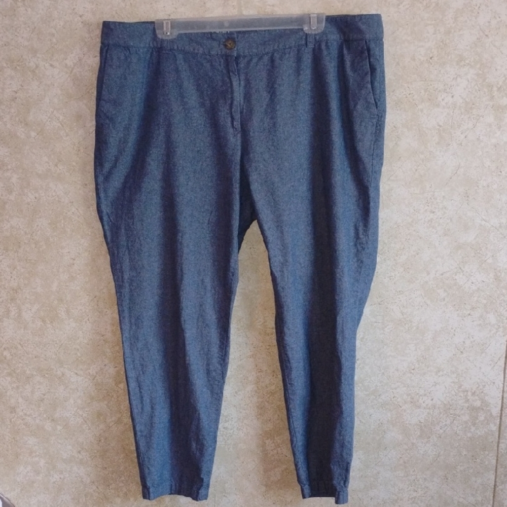 Plus Size Women's The Weekend Chino Crop Blue Pants